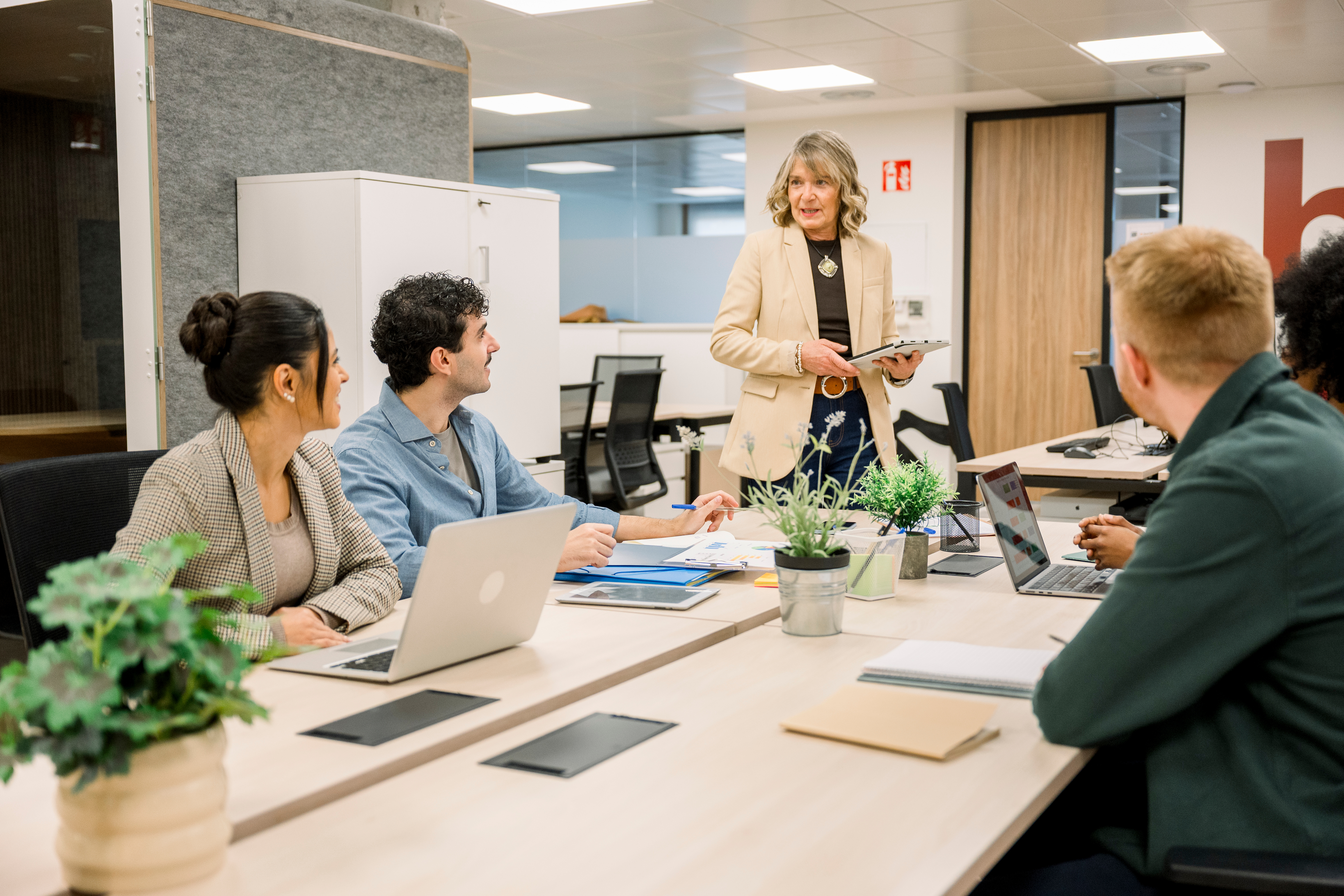 Team strategy meeting in a modern boardroom